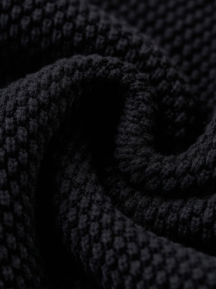Colorblock Turtleneck Pineapple Knit Sweater with Leather Tag