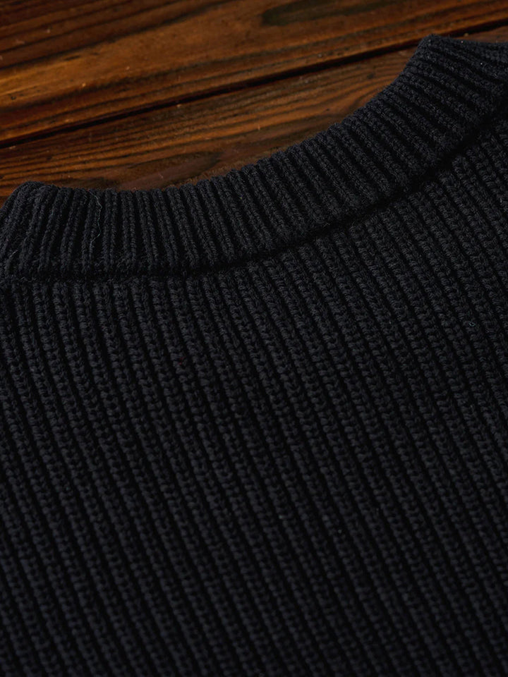 Rib-Knit Sweater with “Karaku” Logo Embroidery