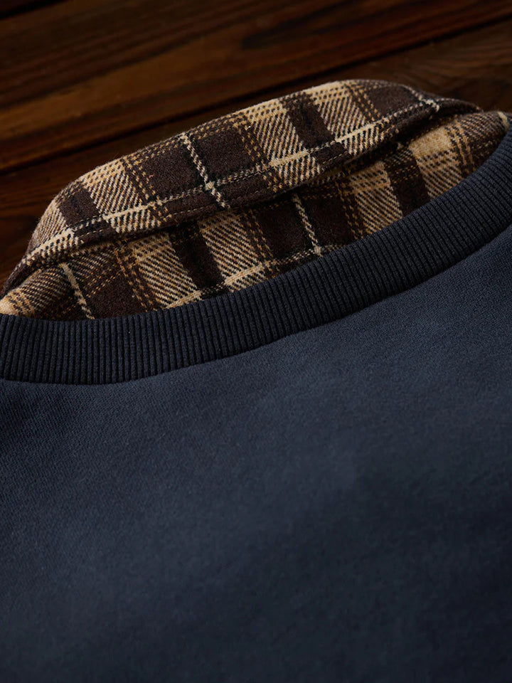 "K" Embroidered Patch Faux-Layered Check Sweatshirt