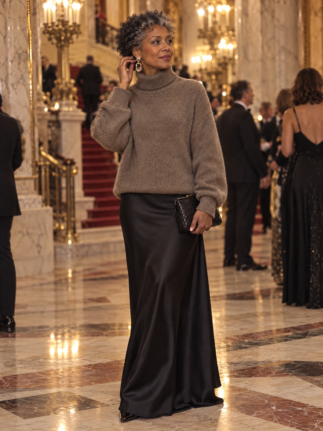 Soft Mohair-Blend Turtleneck Oversized Sweater
