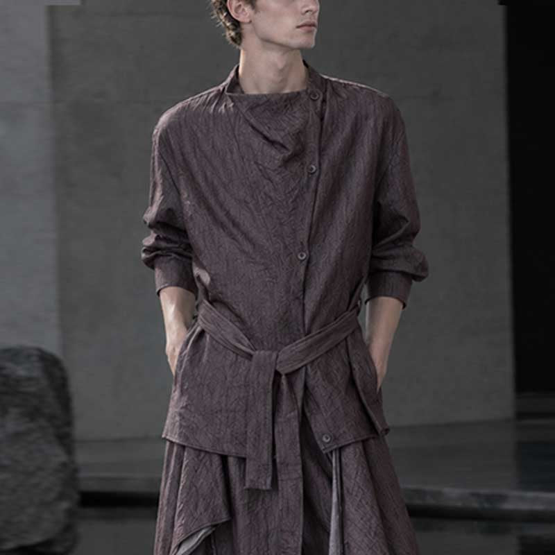 Irregular Slanted Placket Shirt and Trousers Two-piece set