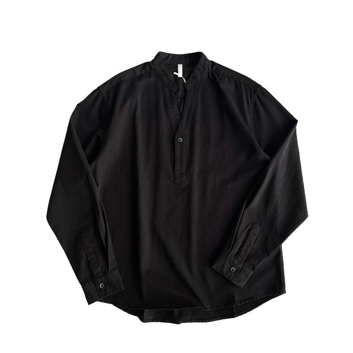 Breathable Cotton Stand Collar Long Sleeve Shirt Casual Top