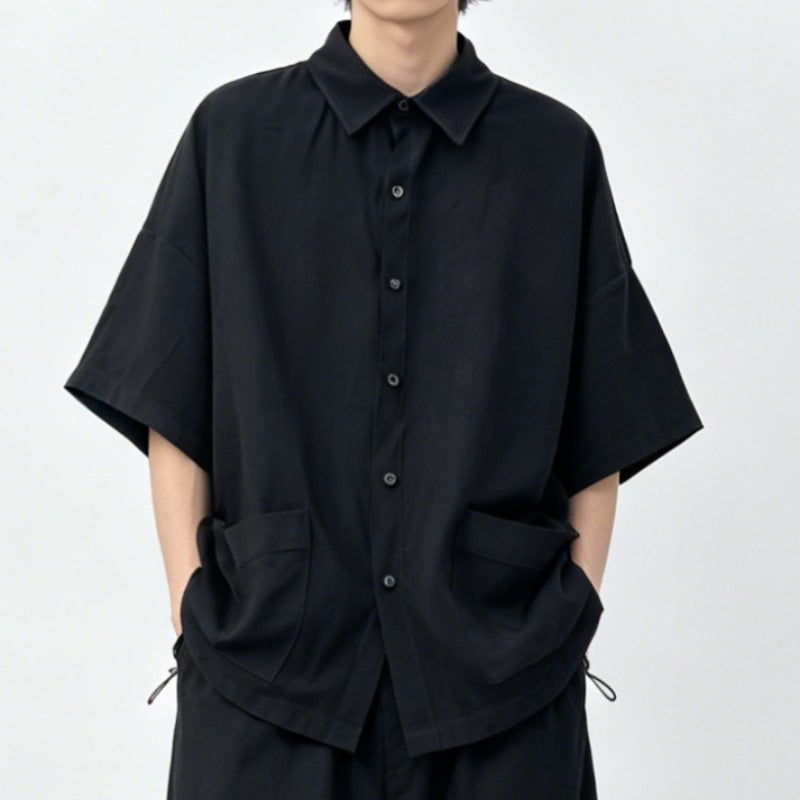 Japanese Lyocell Loose Drapey Casual Short-sleeved Shirt
