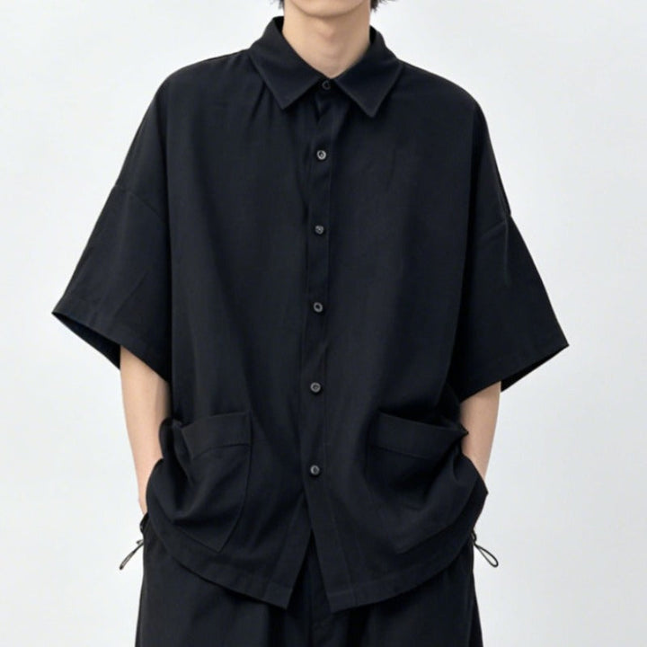 Japanese Lyocell Loose Drapey Casual Short-sleeved Shirt