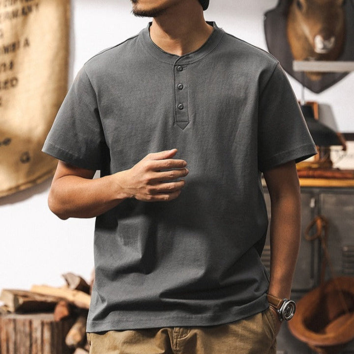 250g Heavyweight Loose Fit Cotton Henley Shirt