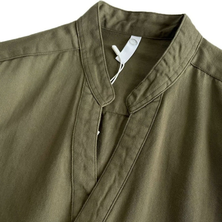 Breathable Cotton Stand Collar Long Sleeve Shirt Casual Top