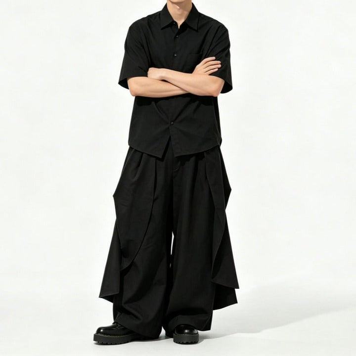 Japanese Loose Draped Casual Short Sleeve Shirt