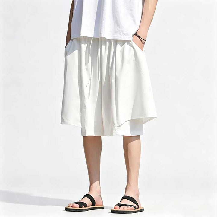 Ice Silk Loose-fitting Faux Two-piece Shorts