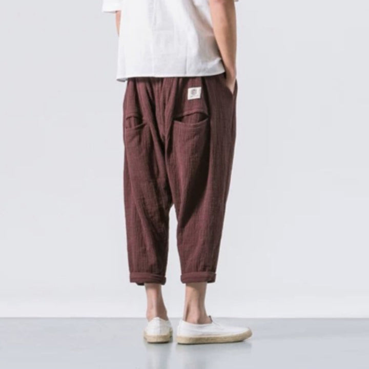 Japanese Casual Cotton and Linen Cropped Harem Pants