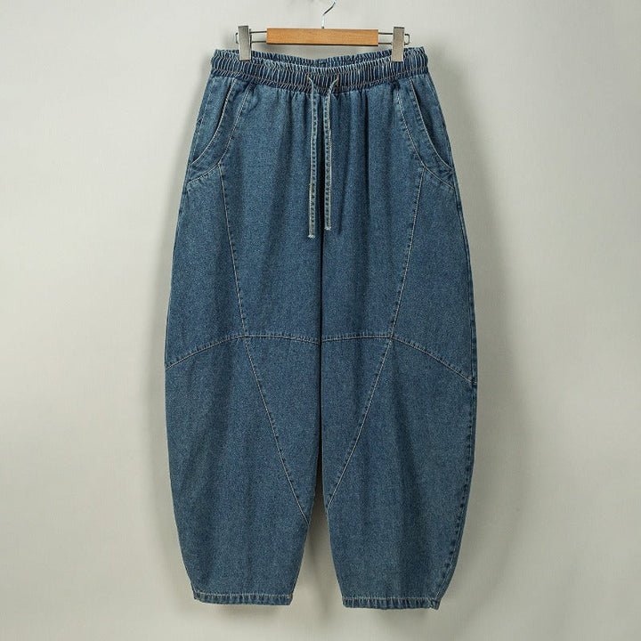 Washed Cotton Loose Wide Leg Lantern Pants