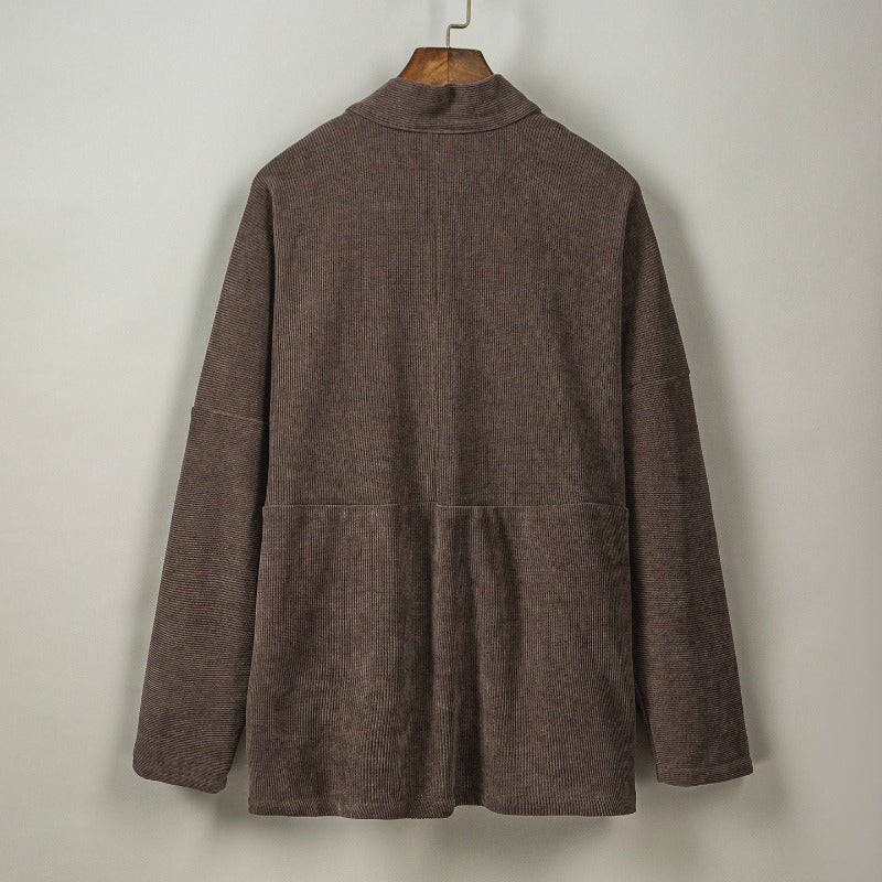 High Collar Curved Neck Long Sleeve Hanfu Cardigan Jacket