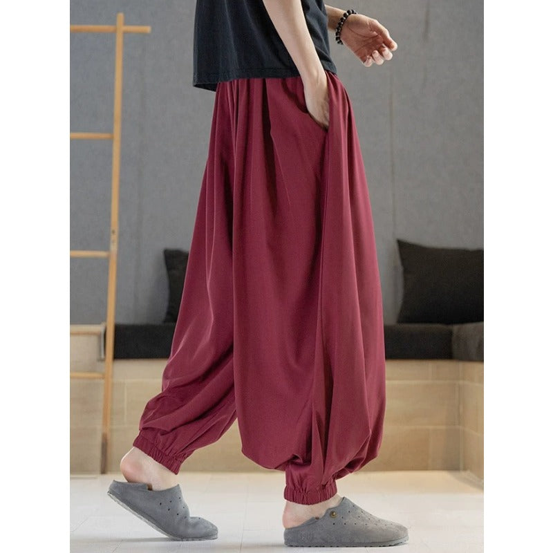 Loose Draped Ankle Tied Casual Harem Pants