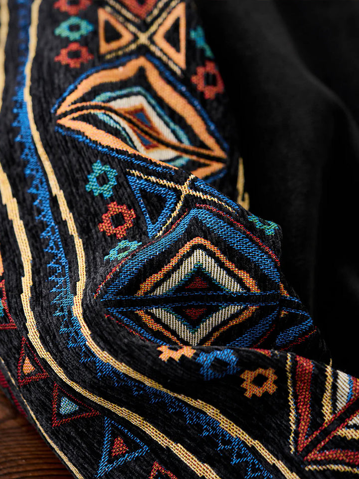 Ethnic Jacquard Combination Half-Zip Polar Fleece Sweatshirt