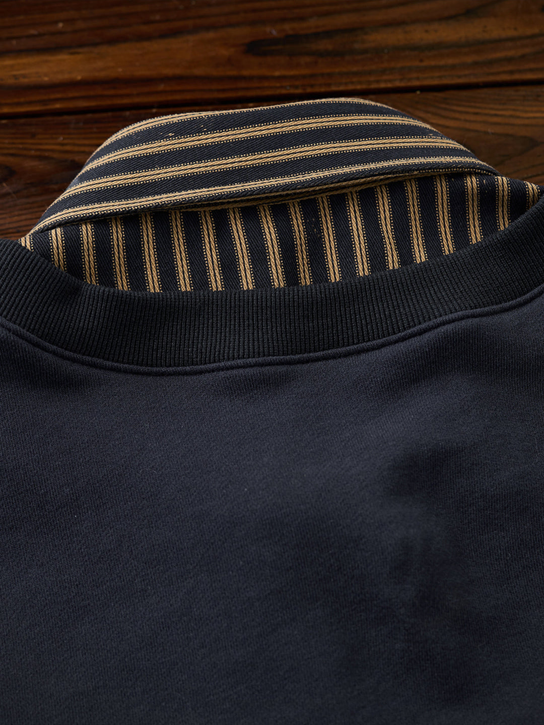 Faux-Layered Stripe Shirt &amp; Embroidered Crewneck Sweatshirt