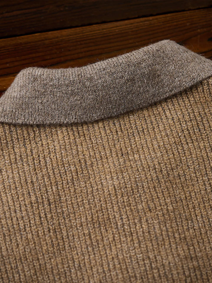 590g Heavyweight Polo-Collar Knit Sweater