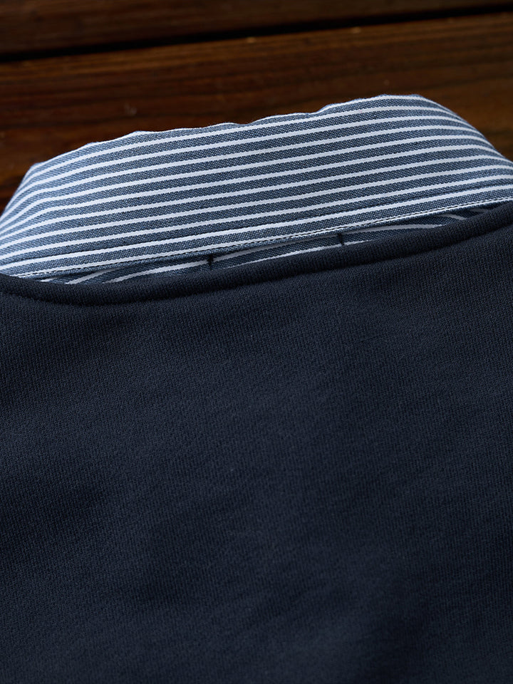 Faux-Layered Stripe Shirt &amp; Half-Zip Pullover Sweatshirt