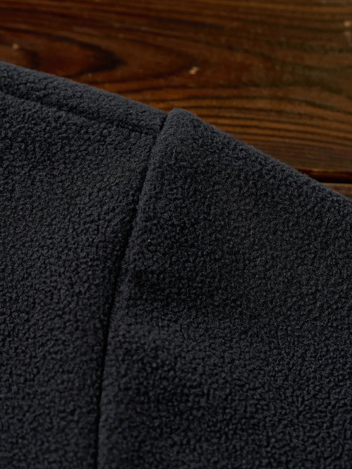 Knit-Contrast Double-Sided Brushed Fleece Hoodie