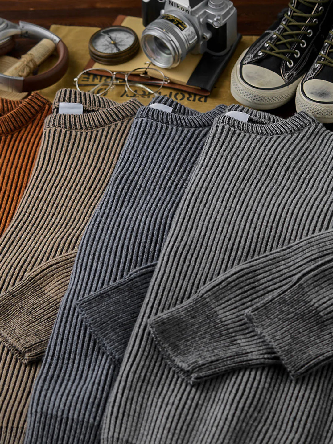 Wool-Blend Ribbed Knit Sweater