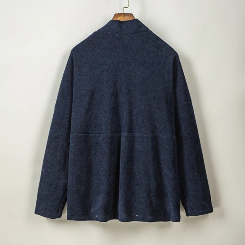 High Collar Curved Neck Long Sleeve Hanfu Cardigan Jacket