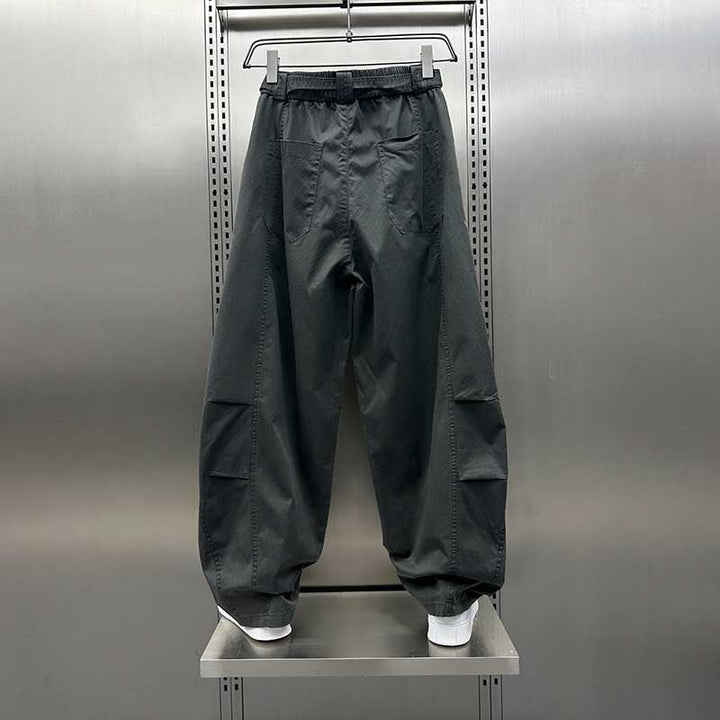 Loose-fitting Curved Elastic Waist Casual Pants