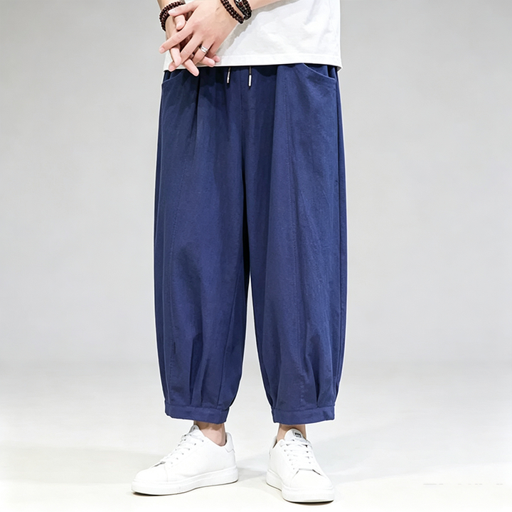 Cropped Waist-Defined Wide Leg Pants