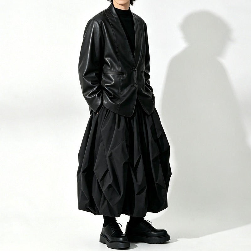 Japanese Loose PU Leather Blazer Jacket