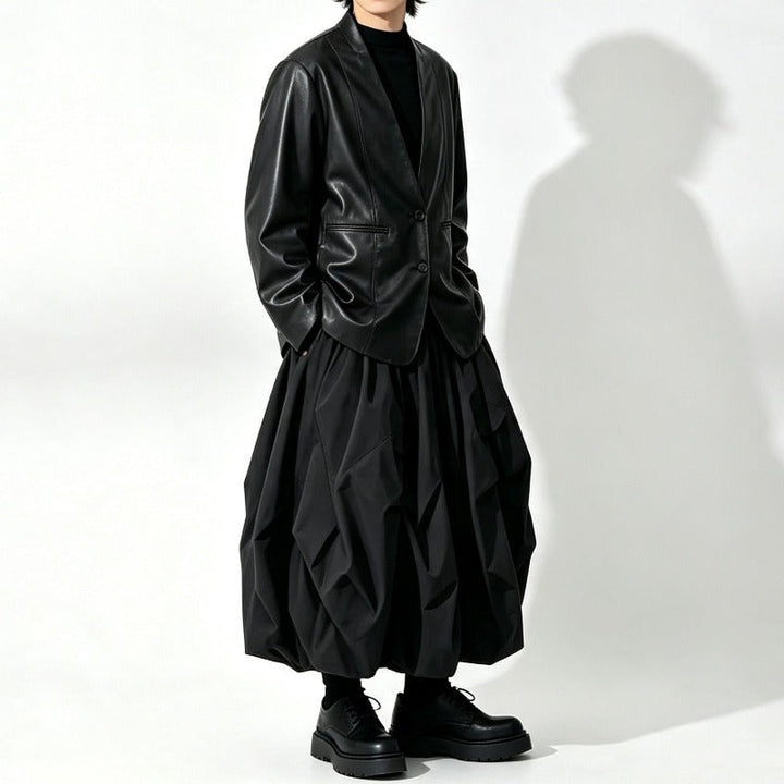 Japanese Loose PU Leather Blazer Jacket