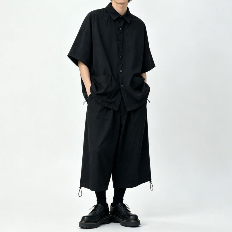 Japanese Lyocell Loose Drapey Casual Short-sleeved Shirt
