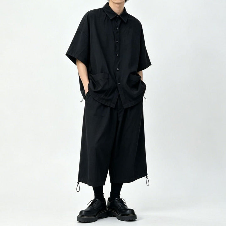 Japanese Lyocell Loose Drapey Casual Short-sleeved Shirt