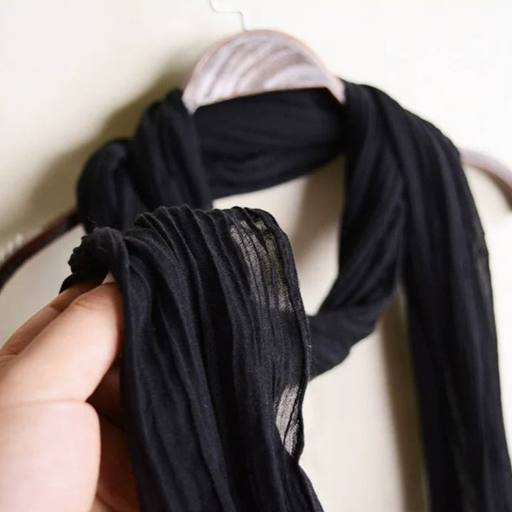 Lightweight Long Thin Cotton Linen Skinny Neck Scarf