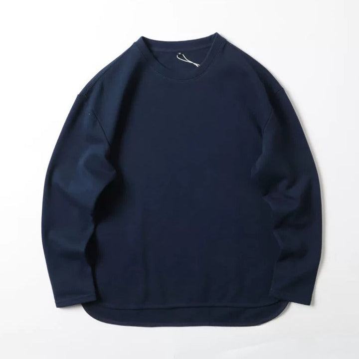 320g Heavyweight Curved Hem Side Slit Loose Fit Crew Neck Casual Long Sleeve Tee