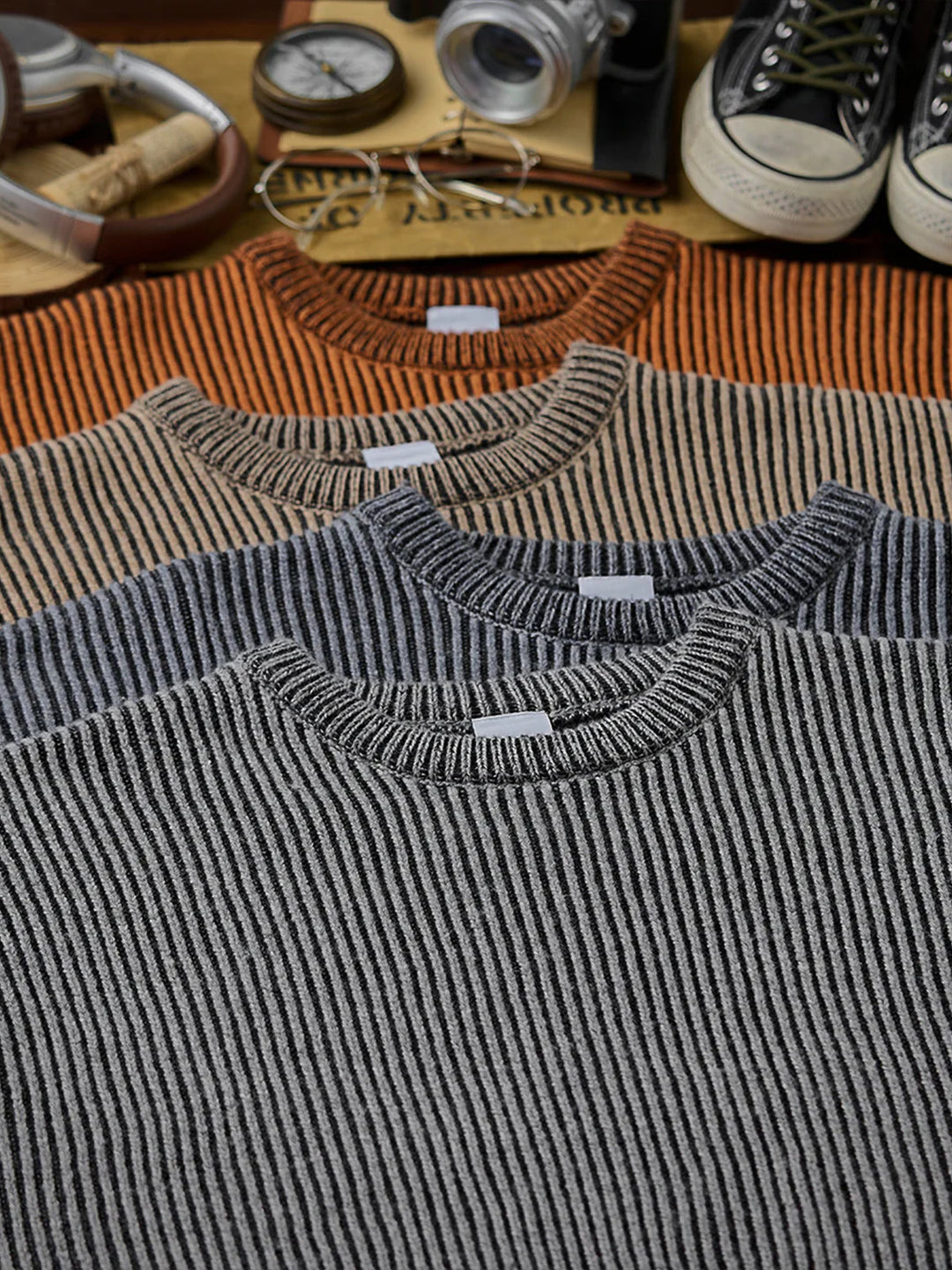 Wool-Blend Ribbed Knit Sweater