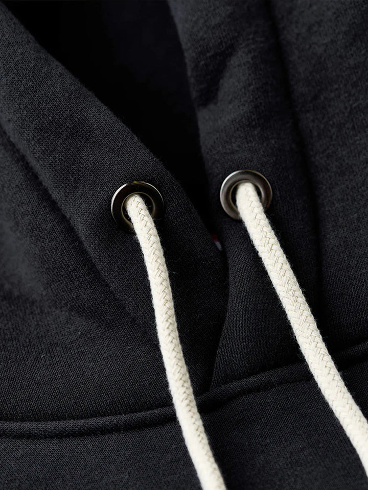Pullover hoodie with brushed lining and contrast elbow patches