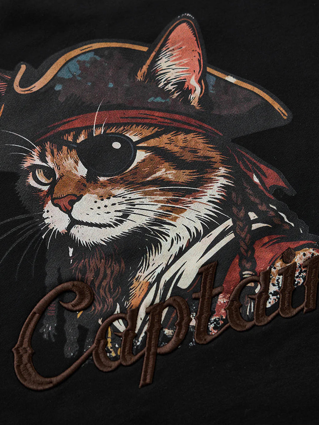 “Pirate Captain Cat” Elbow-Patch Pullover Sweatshirt