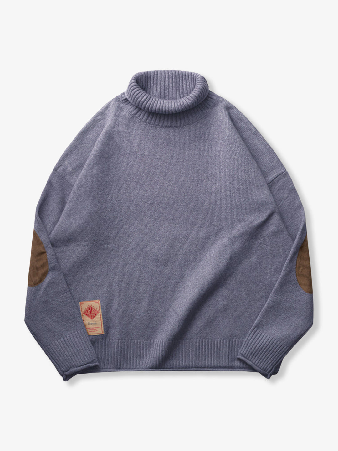 Elbow Patch Turtleneck Fancy Knit Sweater