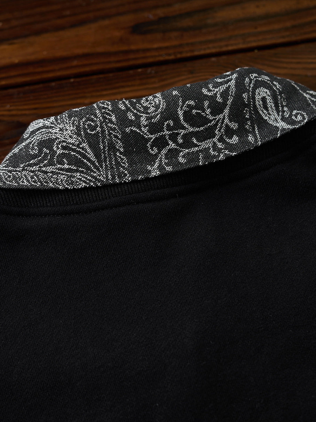 Karaku Embroidered Polo Sweatshirt with Jacquard Paisley Collar &amp; Placket