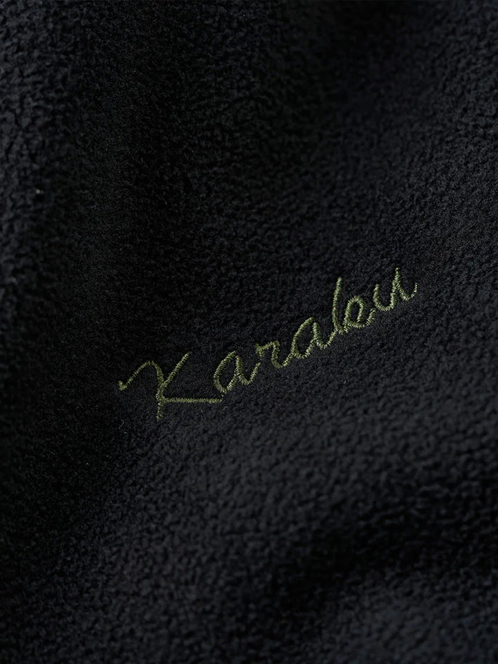 Knit-Contrast Double-Sided Brushed Fleece Hoodie