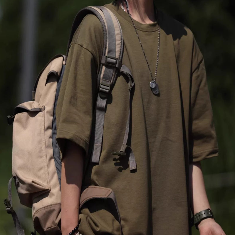 320g Japanese style Solid Color Loose Casual T-shirt