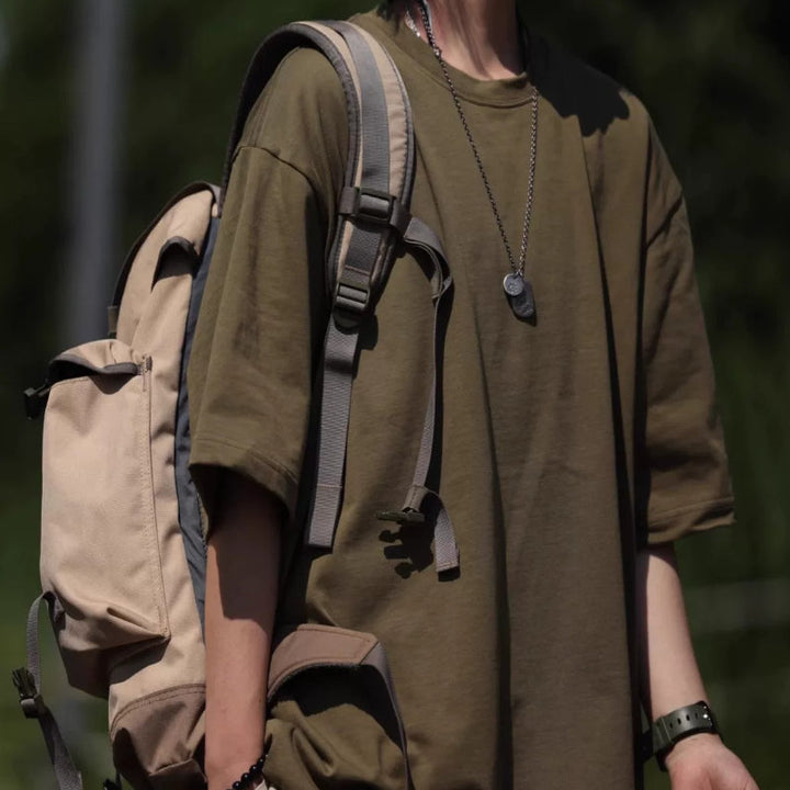 320g Japanese style Solid Color Loose Casual T-shirt