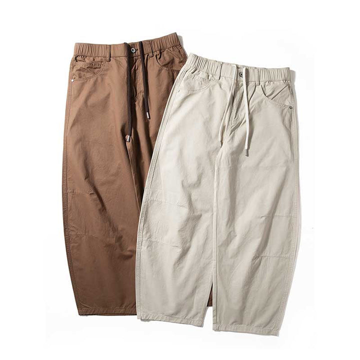 Cotton Loose Wide-leg Curved Pants