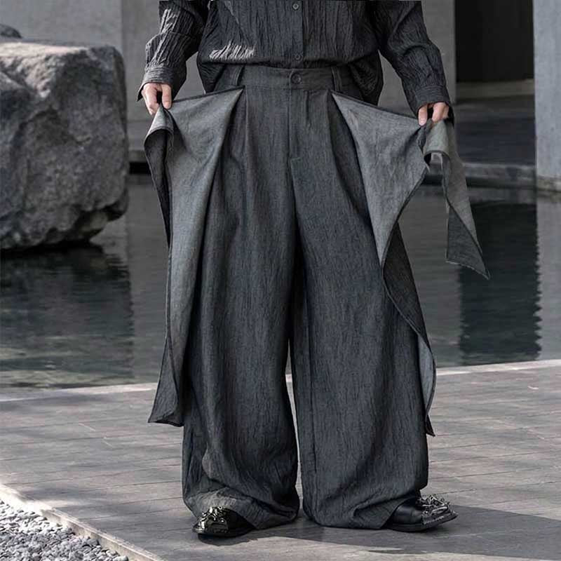 Irregular Slanted Placket Shirt and Trousers Two-piece set
