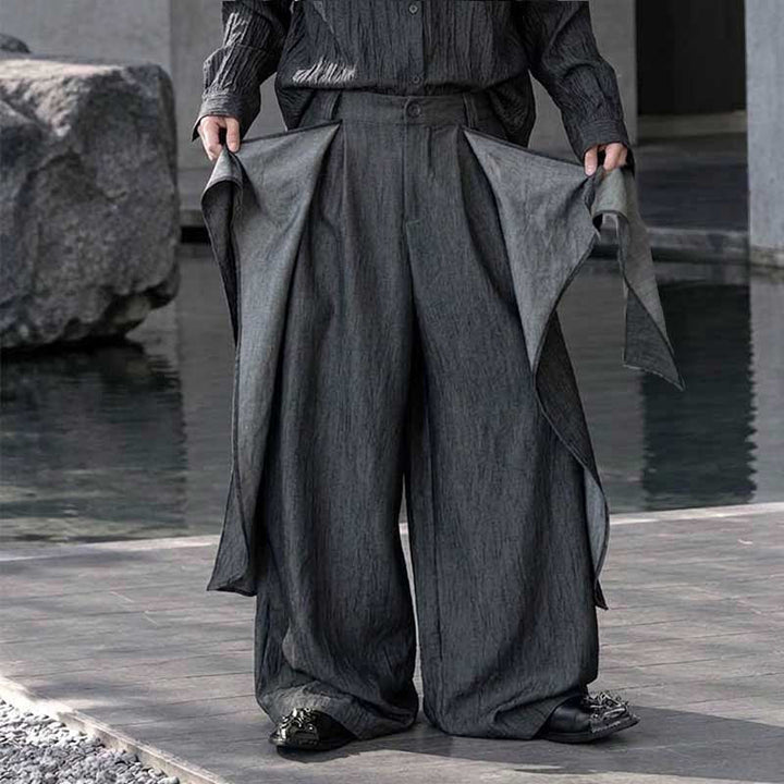 Irregular Slanted Placket Shirt and Trousers Two-piece set