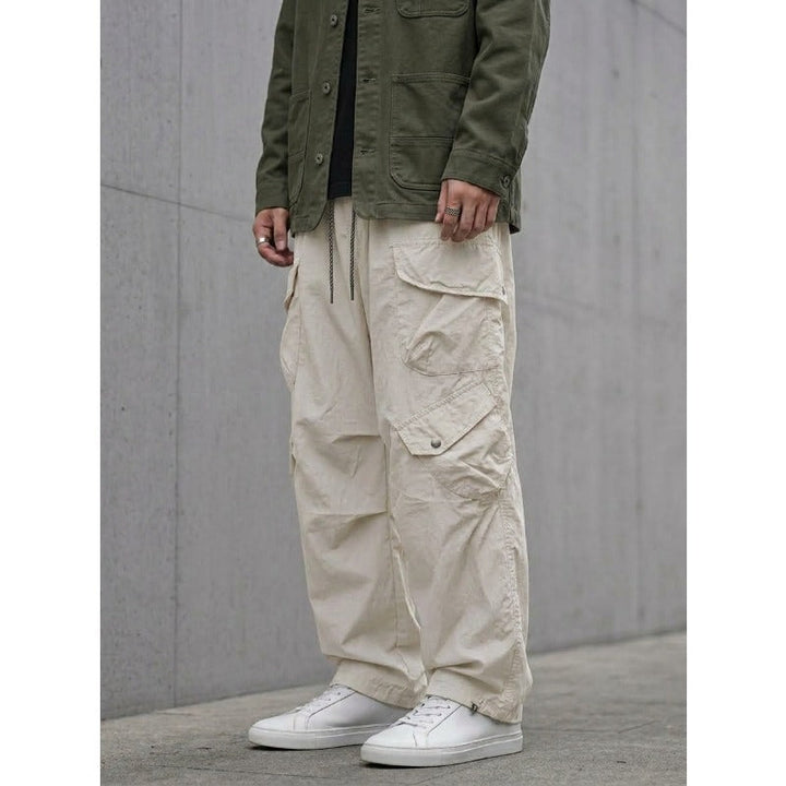 Japanese Loose Multi-pocket Straight-leg Cuffed Cargo Pants