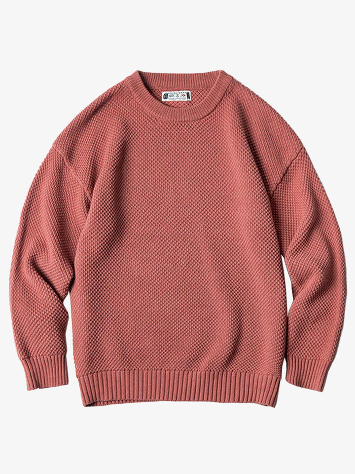 Classic Solid Color Ribbed Trim Knitted Sweater