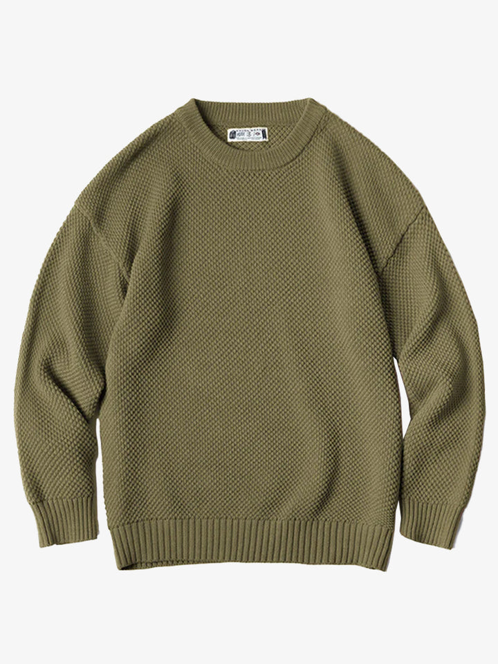 Classic Solid Color Ribbed Trim Knitted Sweater