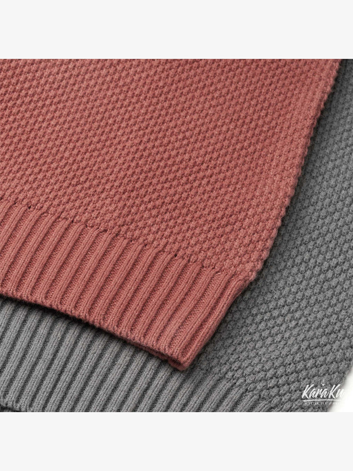 Classic Solid Color Ribbed Trim Knitted Sweater