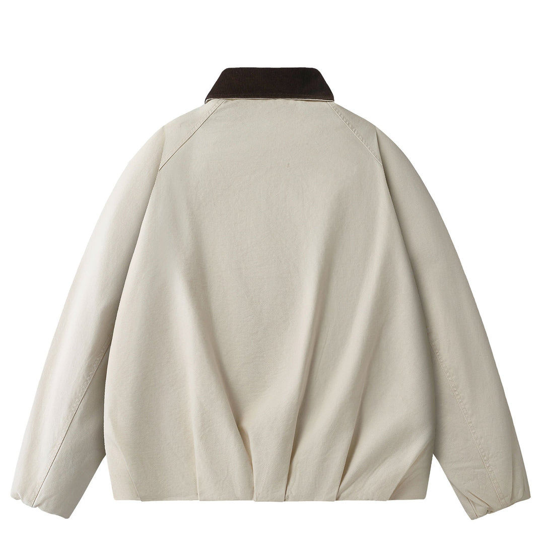 Retro Corduroy Collar Patchwork Loose Jacket