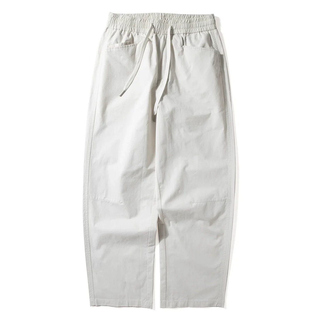 Elastic Waist Drawstring Loose Straight Leg Pants