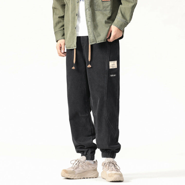 Heavyweight Loose Washed Denim Cargo Jogger Pants