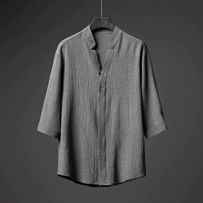 Loose-fitting Ice Silk Pleated Casual Shirt